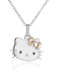 Hello Kitty by Simmons Jewelry Co. Enamel Face and Rose Gold Bow Small Slide Girls Pendant Necklace