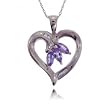 Tanzanite and Diamond Heart Pendant in 14 Karat White Gold