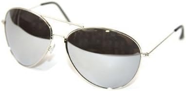 Premium Mirror Aviator Sunglasses w/Soft Case, Silver