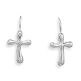 Sterling Silver Polished Cross Wire Earrings