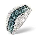 9ct White Gold 0.30ct Diamond and Blue 0.30ct Diamond Ring
