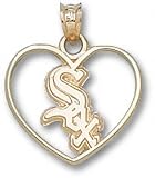 Chicago White Sox Solid 14K Gold ''SOX'' Heart Pendant