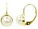 Freshwater White Button 7mm Pearl Earrings in 14K Yellow Gold