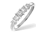 Very Sparkling 1/2 Carat (0.48 Carat) G/SI Princess / Square Diamond Eternity / Wedding Ring 9k White Gold