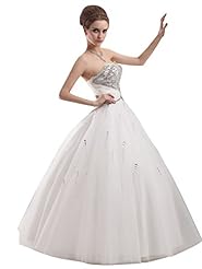 Lace-Up Beaded Sweetheart  Basque   Waistline Floor Length Tulle  Ball Gown  Dress