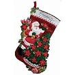 Bucilla 18-Inch Christmas Stocking Felt Applique Kit, Santa Poinsettia Tree