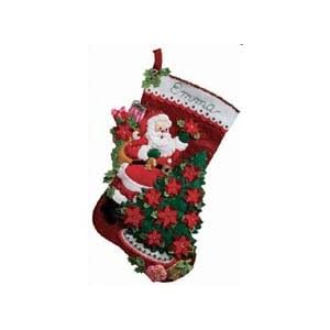 Bucilla-18-Inch-Christmas-Stocking-Felt-Applique-Kit-Santa-Poinsettia-Tree