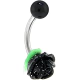 Black SILICONE ROSE Belly Ring