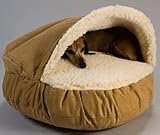 Small Snoozer Luxury Camel Microsuede/Sherpa Cozy Cave Dog Bed
