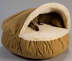 Small Snoozer® Luxury Camel Microsuede/Sherpa Cozy Cave Dog Bed