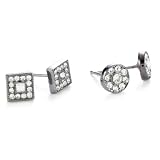 Betsey Johnson Circle And Square Crystal Duo Stud E