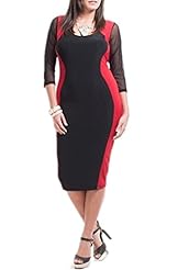 Plus Size Sexy Lace Sheer Striped Print Elbow Length Sleeves Club Dress 