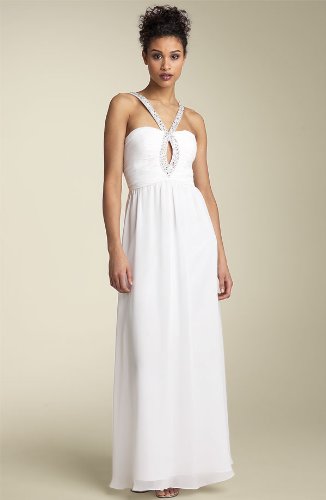 Formal Evening Gown - Beaded Dress for Prom, Party Dress by Sean Collection (8842) WHITE