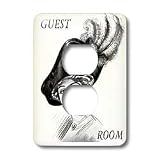 Florene Vintage - Black and White Lady In Hat 4 Guest Room - Light Switch Covers - 2 plug outlet cover