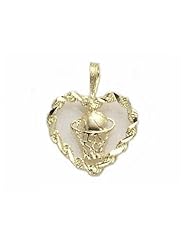 14K Gold BASKETBALL & HOOP IN ROPE HEART