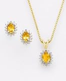 18k Gold Over Sterling Silver Citrine & Diamond Accent Set