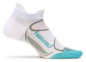 Feetures! Elite Ultra Light No Show Tab Sock - Women's White/Aqua, M White/Aqua, M