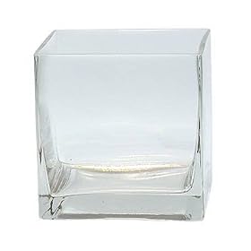 12pc Clear Square Glass Vases - Cube - 4 Inch - 4