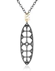 Mizuki 14Kt Silver Chain Charm Gothic Frame Diamond Pendant Necklace (0.6Ct), 32"