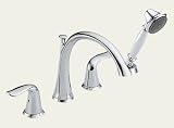 Delta T4738 Lahara Two Handle Roman Tub Trim with Hand Shower - with Lever Handles, Chrome