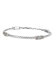 925 Silver Solid Fleur-De-Lis Bangle with 18k Gold Accents- 8 IN