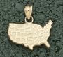 Map of the United States of America Pendant - 14KT Gold Jewelry