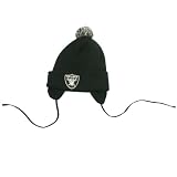 Oakland Raiders Toddler Ball Top Cuffed Winter Knit Hat - Black
