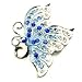 Blue & Clear Austrian Rhinestone Butterfly Silver-Tone Brooch Pin