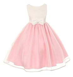 Girls Sleeveless Tank Organza/Polyester/Satin Illusion  Piping Flower-Girl Dress  With a Bow(s) and a Sash 