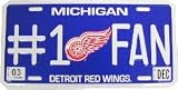 Detroit Red Wings NHL #1 Fan Metal License Plate