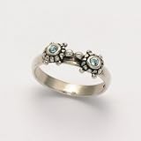 Two Blue Topaz Tiny Turtle Ring
