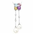 Multicolor Gemstones and Pearl Diamond Necklace