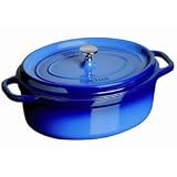 STRAUB Cocotte ovale 33 cm bleu flamme Fonte Emaillée Fabrication Francaise Adaptée induction