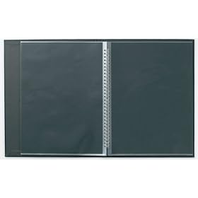 Prat Laser Modebook Bound Presentation Book with Twelve Landscape 9.5 x 12.5 Archival Polypropylene Sheet Protectors, Cover Color: Black.