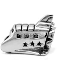 Genuine Ohm Beads (TM) Product. 925 Sterling Silver Space Shuttle European Bead Charm. 100% Satisfaction Guaranteed.