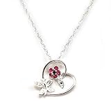 Pendentif en Argent Fin en Forme de Papillon, Coeur et Fleur sur une Chaîne de 45cm par La Olivia Collection