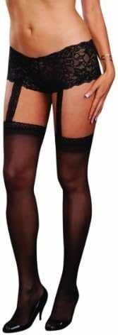 Dreamgirl, Women's Plus-Size Dubai Garter Short Pantyhose, One Size Queen, Black by NEY9A