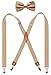 Timiot Mens Suspender and Bowtie Set X Back Heavy Duty Adjustable Elastic Clips (Champagne-2)