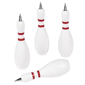 Click here to buy Lot Of 12 Wooden Bowling Pin Shaped Ink Pens - Alley Gifts.