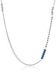 Kenneth Cole New York "Skinny Necklaces" Blue Faceted and Silver Square Bead Long Necklace, 51"