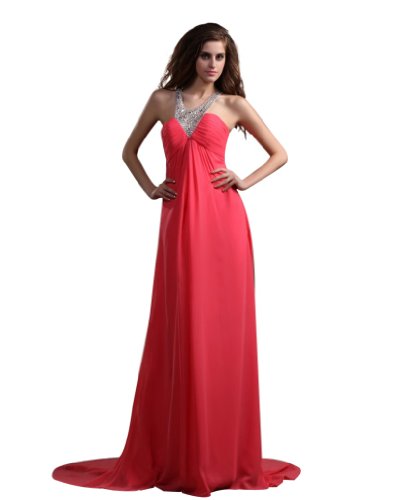 Fancy Bridesmaid Womenâ€™s Halter Neckline Beading Prom Dress 18W Pink ...