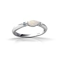 14K White Gold Genuine Marquise Opal and Diamond Ring
