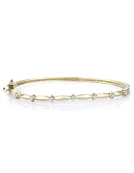 14K Yellow Gold 0.25cttw Mini Bump Elegant Diamond Bangle