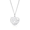 Silver Filigree Heart Pendant on adjustable curb Chain 41cm-46cm