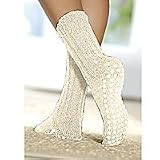 Men's / Women's Treaded 100% Wool Slipper Socks, Pair OFF-WHITE W5.5-6.5