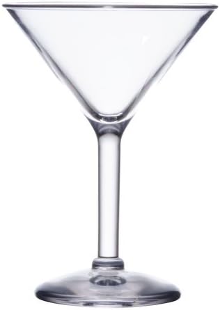 GET Enterprises Inc Styrene Acrylonitrile Stemware Clear Martini Glass, 6 Ounce -- 24 per case.