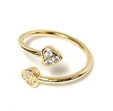 14k Heart Cubic Zirconia CZ Bypass Adjustable Toe Ring