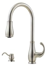Price Pfister 529-7DSS Treviso Single Handle Kitchen Faucet with Pull-Down Spray and Soap Dispenser, Stainless Steel