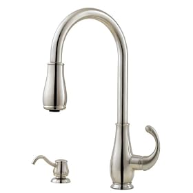 Price Pfister 529-7DSS Treviso Single Handle Kitchen Faucet with Pull-Down Spray and Soap Dispenser, Stainless Steel