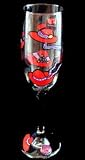 Red Hat Dazzle Design - Hand Painted - Flute - 6 oz.